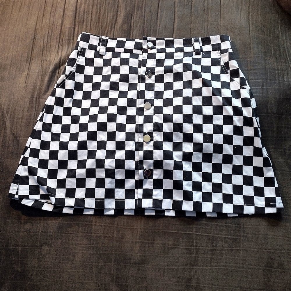 Button Up Checkered Skirt
